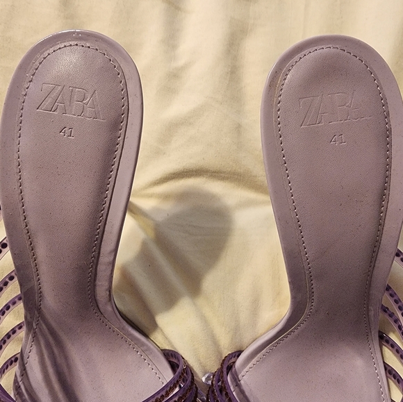 Zara lavender rhinestone strap square toe mules - Picture 7 of 9